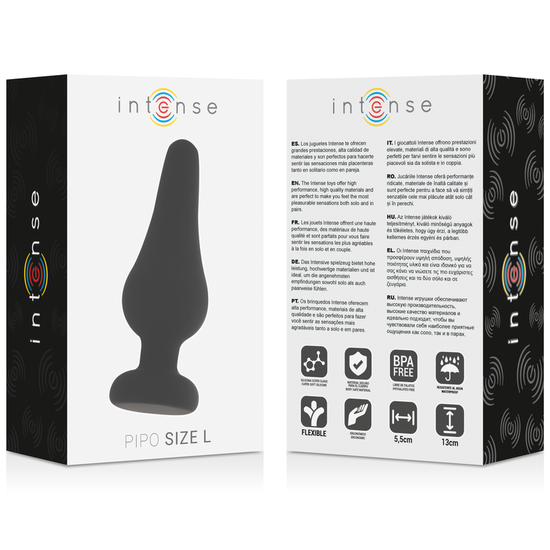 INTENSE - ANAL PLUG PIPO L SILICONE NEGRO 13 CM - Kanerotika SL