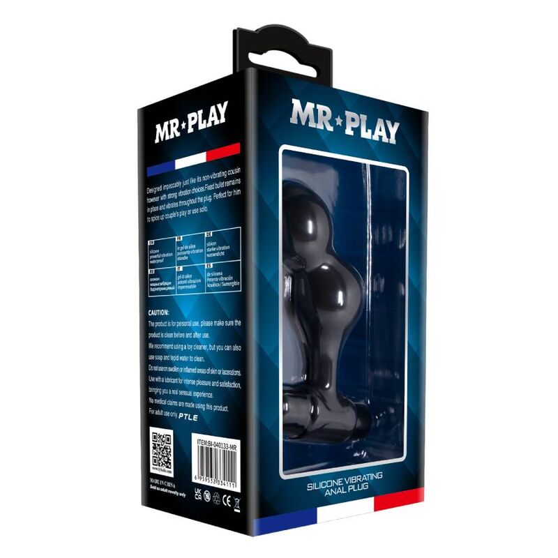 MR PLAY - PLUG ANAL VIBRADOR DE SILICONA NEGRO - Kanerotika SL