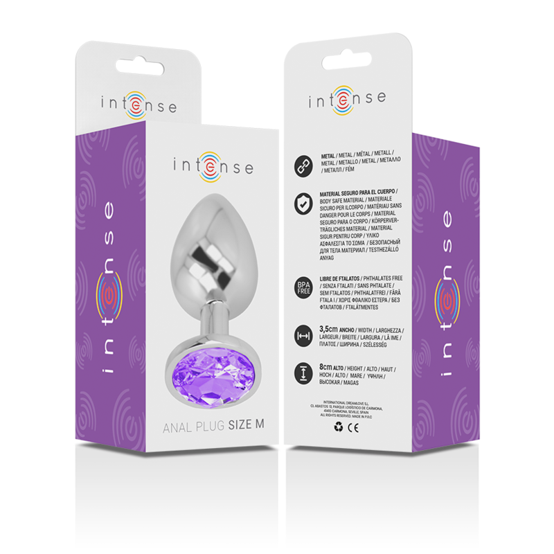 INTENSE - PLUG ANAL METAL ALUMINIO CON CRISTAL VIOLETA TALLA M - Kanerotika SL