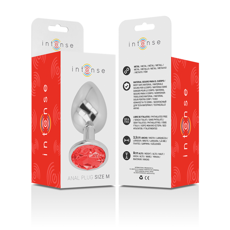 INTENSE - PLUG ANAL METAL CON CRISTAL ROJO TALLA M - Kanerotika SL