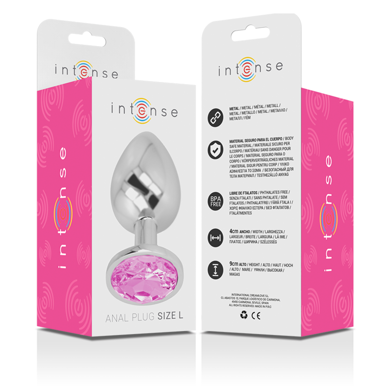 INTENSE - PLUG ANAL METAL ALUMINIO CON CRISTAL ROSA TALLA L - Kanerotika SL