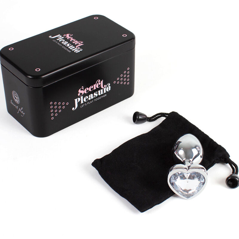 SECRETPLAY - METAL BUTT PLUG CORAZÓN TRANSPARENTE TALLA S 7 CM - Kanerotika SL