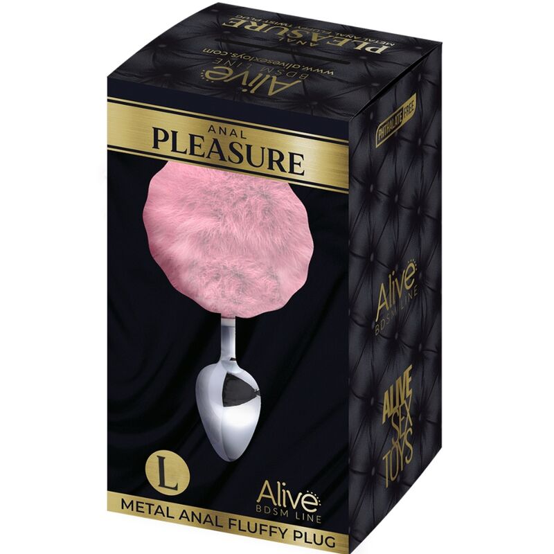 ALIVE - ANAL PLEASURE PLUG LISO METAL POMPON ROSA TALLA S - Kanerotika SL