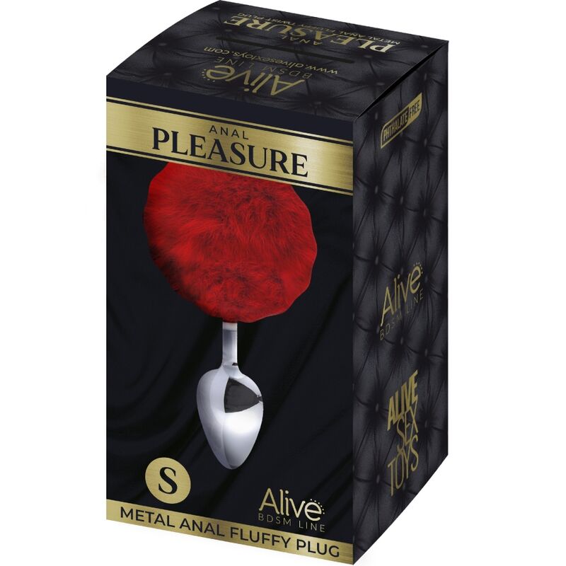 ALIVE - ANAL PLEASURE PLUG LISO METAL POMPON ROJO TALLA S - Kanerotika SL