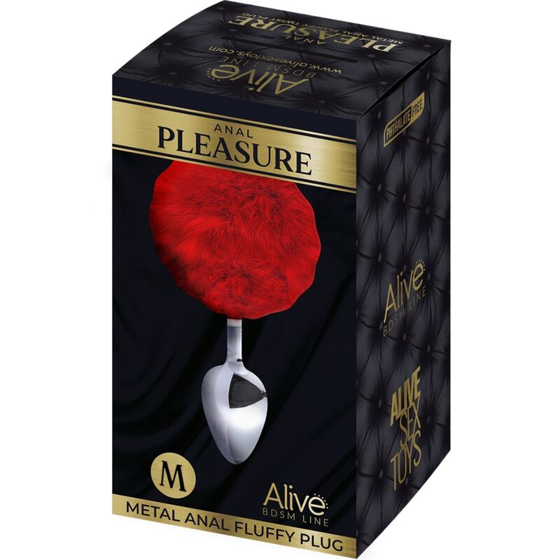 ALIVE - ANAL PLEASURE PLUG LISO METAL POMPON ROJO TALLA M - Kanerotika SL