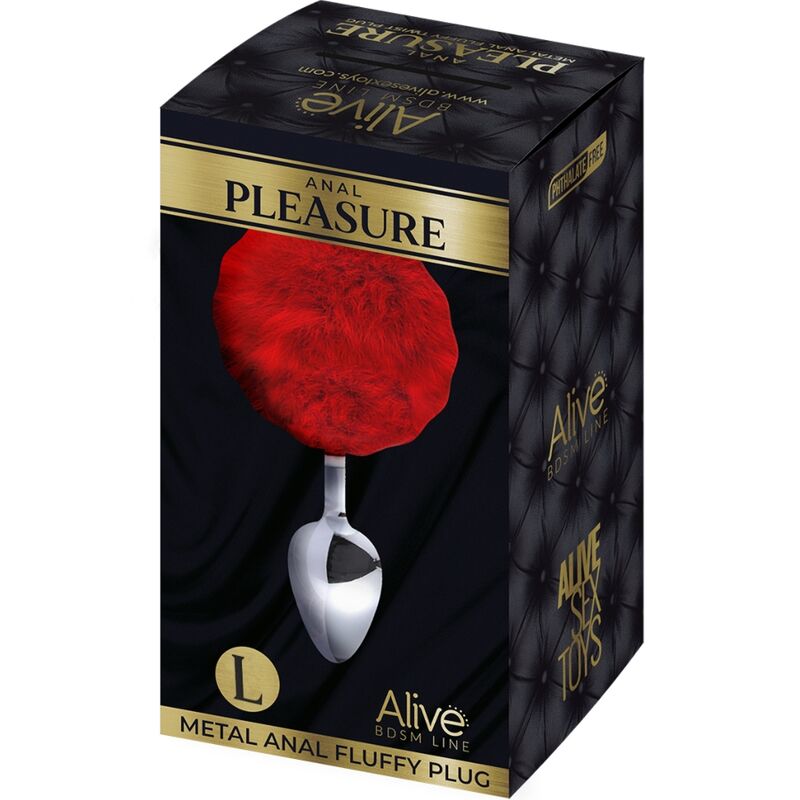 ALIVE - ANAL PLEASURE PLUG LISO METAL POMPON ROJO TALLA L - Kanerotika SL