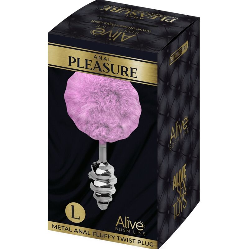 ALIVE - ANAL PLEASURE PLUG ESPIRAL METAL POMPON VIOLETA TALLA L - Kanerotika SL