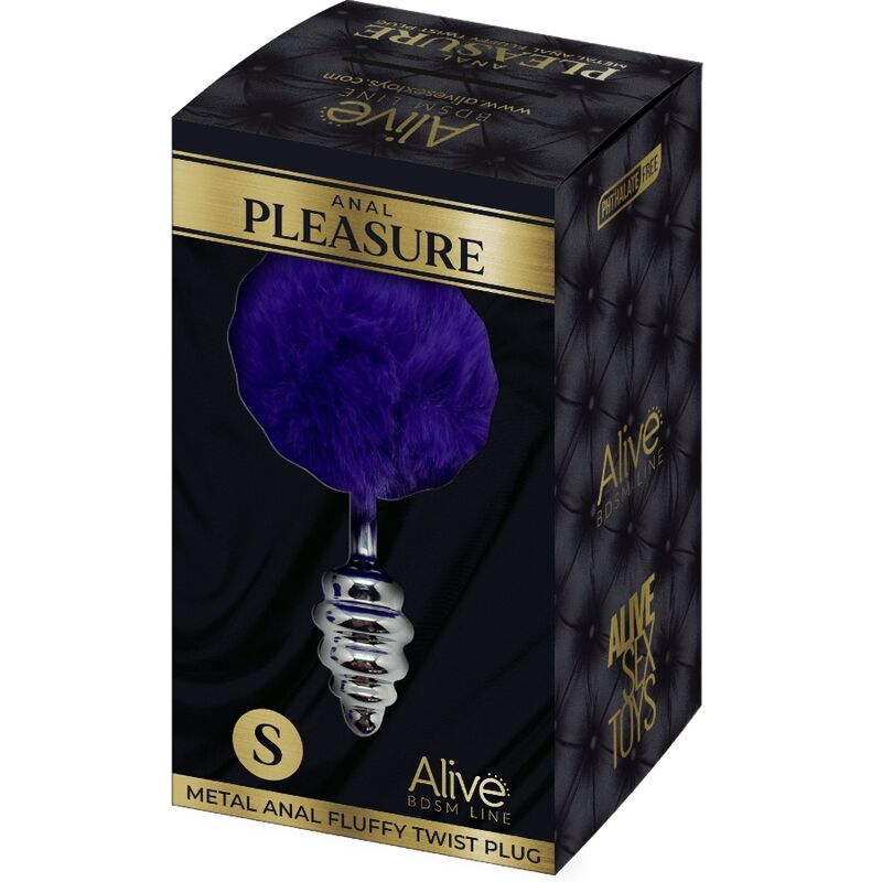 ALIVE - ANAL PLEASURE PLUG ESPIRAL METAL POMPON VIOLETA OSCURO TALLA S - Kanerotika SL