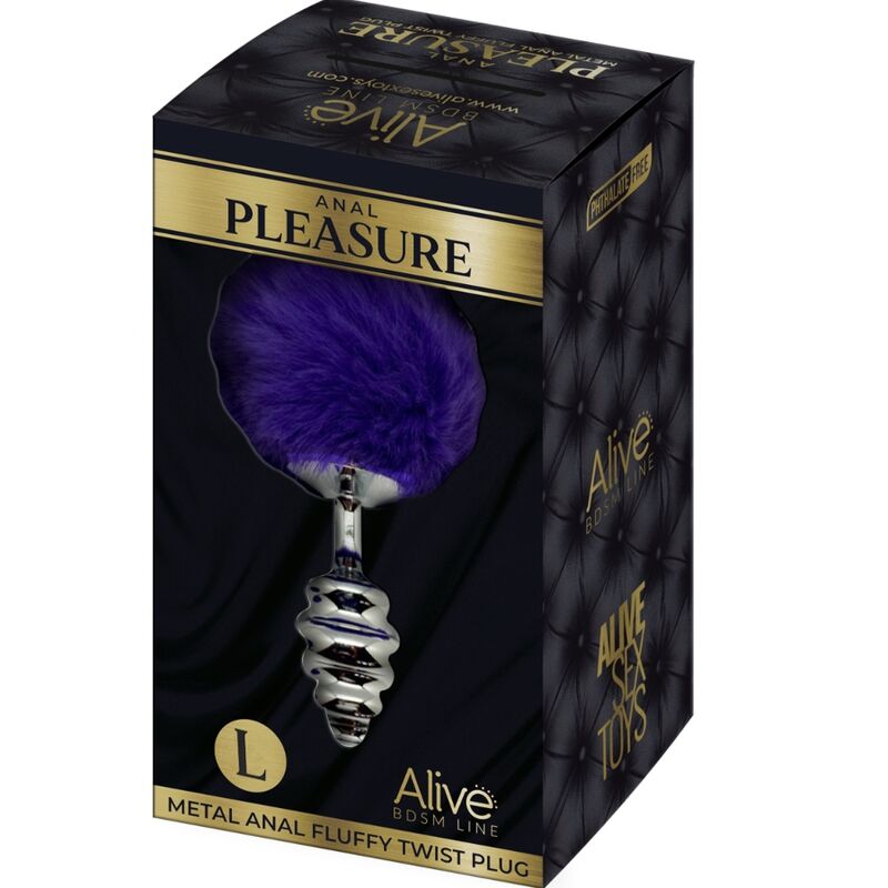 ALIVE - ANAL PLEASURE PLUG ESPIRAL METAL POMPON VIOLETA OSCURO TALLA L - Kanerotika SL