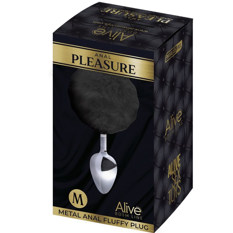 ALIVE - ANAL PLEASURE PLUG ESPIRAL METAL POMPON NEGRO TALLA M - Kanerotika SL