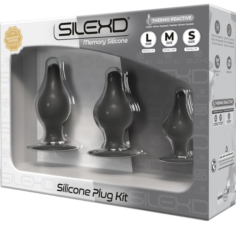 SILEXD - KIT PLUG ANAL SILICONA PREMIUM SILEXPAN TERMORREACTIVO TALLA S / M / L - Kanerotika SL