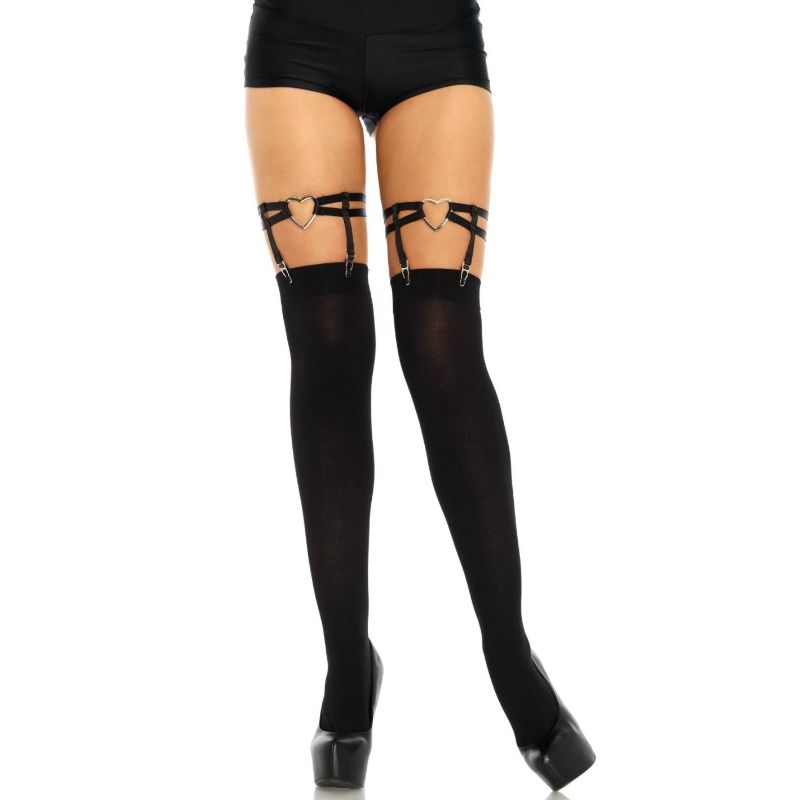 LEG AVENUE - LIGAS DOBLES ELASTICAS CON CORAZON TALLA UNICA - Kanerotika SL