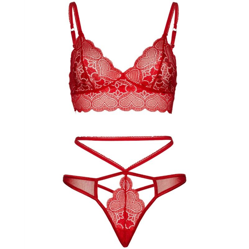 LEG AVENUE - SET 2 PIEZAS CON TANGA DOBLE TIRANTA M/L ROJO - Kanerotika SL