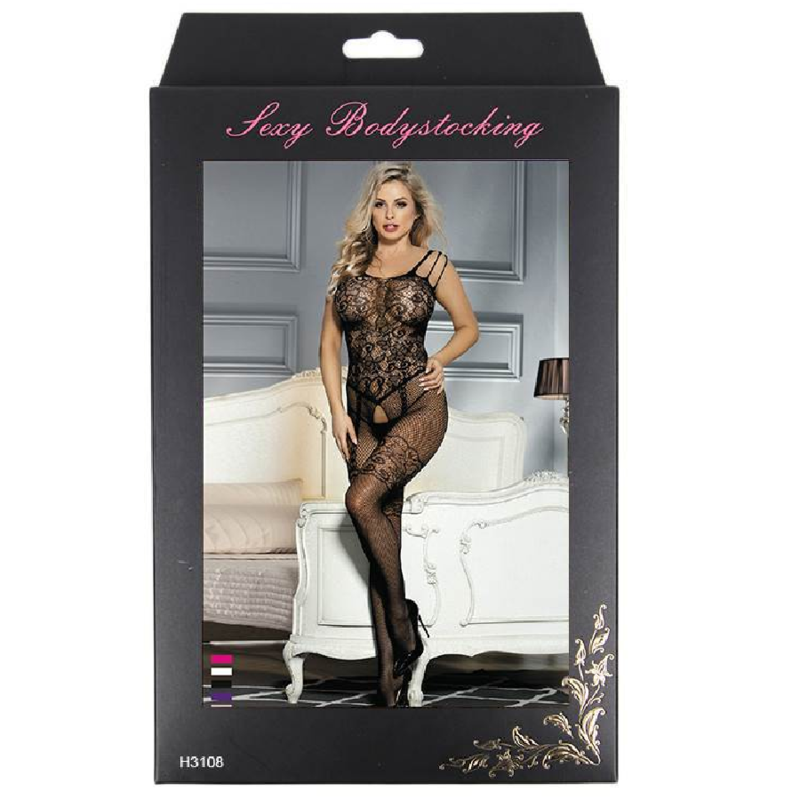 QUEEN LINGERIE - BODYSTOCKING CON ABERTURA FLORES S/L - Kanerotika SL