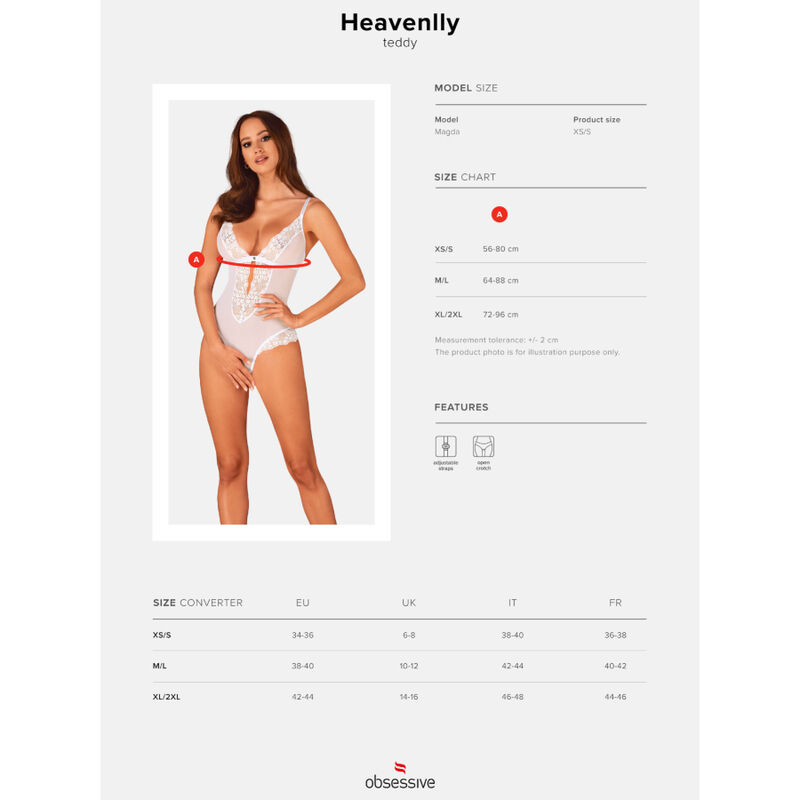 OBSESSIVE - HEAVENLLY CROTCHLESS TEDDY XS/S - Kanerotika SL