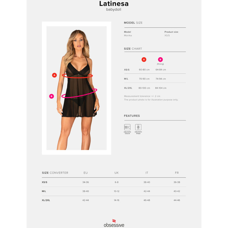 OBSESSIVE - LATINESA BABYDOLL & TANGA XS/S - Kanerotika SL