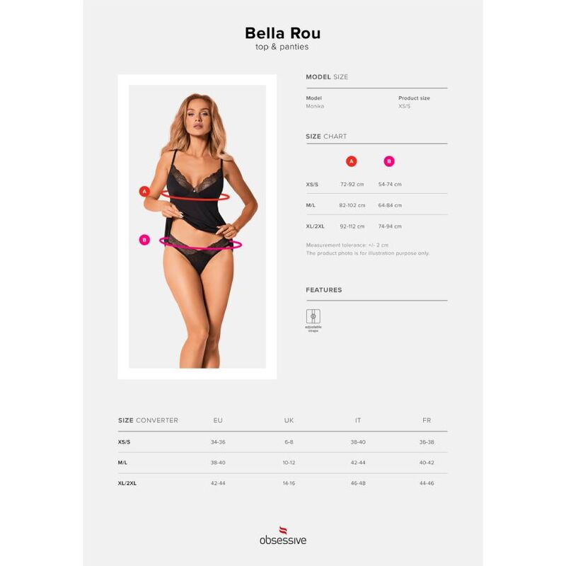 OBSESSIVE - BELLA ROU TOP & PANTIES XS/S - Kanerotika SL