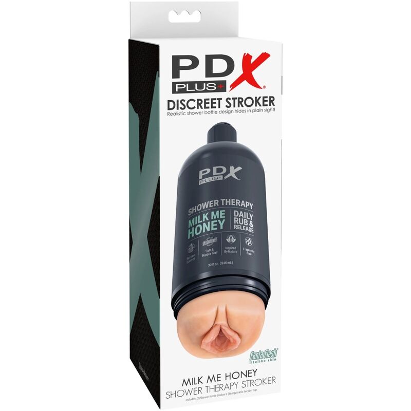 PDX PLUS - MASTURBADOR STROKER DISEÑO DISCRETO DE BOTE CHAMPU MILK ME HONEY - Kanerotika SL