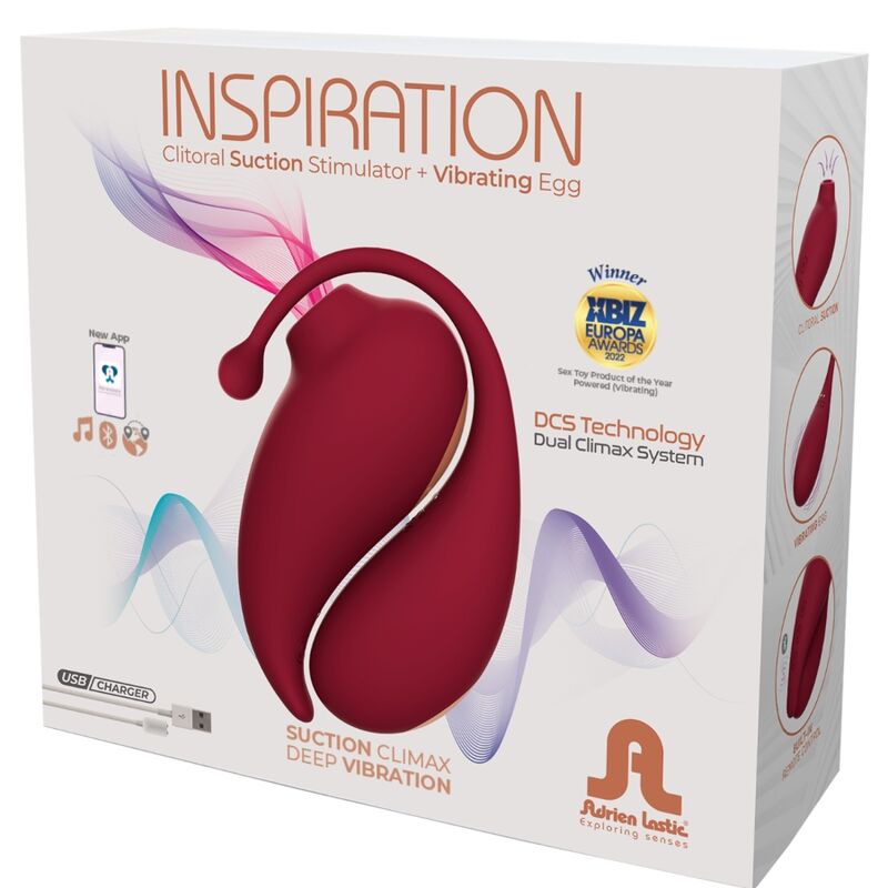 ADRIEN LASTIC - INSPIRATION SUCCIONADOR CLITORIS + HUEVO VIBRADOR ROJO - APP GRATUITA - Kanerotika SL