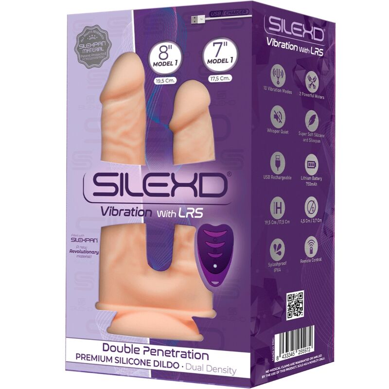 SILEXD - MODELO 1 PENE REALISTICO DOBLE PENETRACION VIBRADOR SILICONA PREMIUM SILEXPAN CONTROL REMOTO 17.5 / 19.5 CM - Kanerotika SL