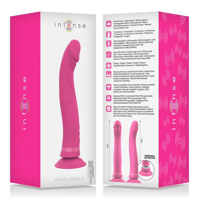 INTENSE - MICHELANGELO DILDO VIBRADOR SILICONA ROSA - Kanerotika SL