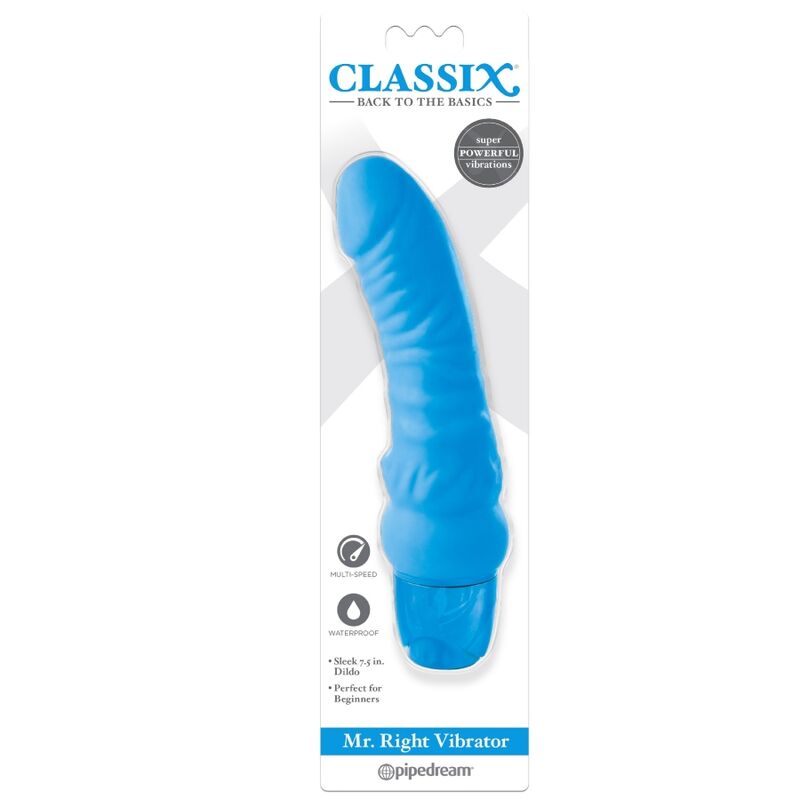 CLASSIX - DILDO VIBRADOR MR. RIGHT MULTIVELOCIDAD 15.5 CM AZUL - Kanerotika SL