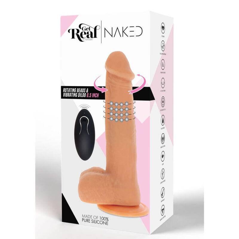 GET REAL - DILDO VIBRADOR CON BOLAS GIRATORIAS NATURAL - Kanerotika SL