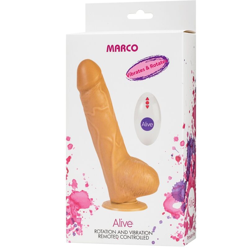 ALIVE - MARCO PENE REALISTICO VIBRADOR & ROTADOR CONTROL REMOTO 19 CM - Kanerotika SL