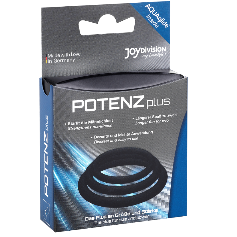 JOYDIVISION POTENZDUO - PLUS PACK 3 ANILLOS PARA PENE NEGRO - S, M, L - Kanerotika SL