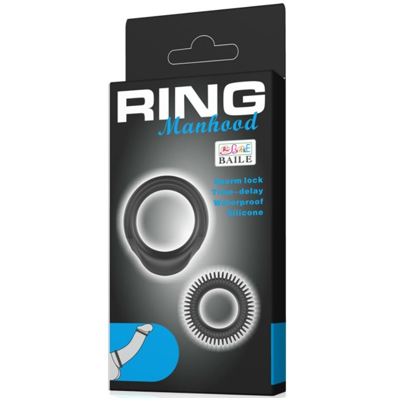 BAILE - KIT 2 ANILLOS SILICONA RING MANHOOD - Kanerotika SL