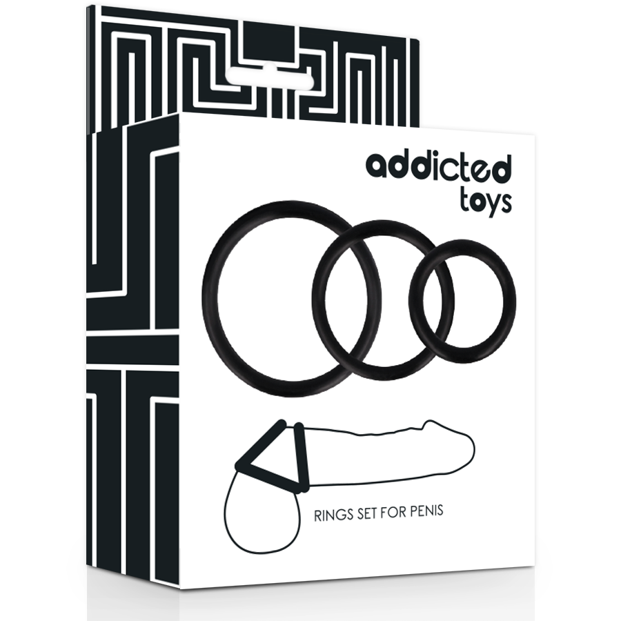 ADDICTED TOYS - SET ANILLOS PENE NEGRO - Kanerotika SL