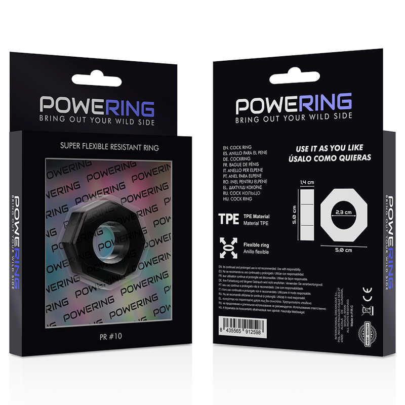 POWERING - SUPER FLEXIBLE Y RESISTENTE ANILLO PENE  5CM PR10 NEGRO - Kanerotika SL