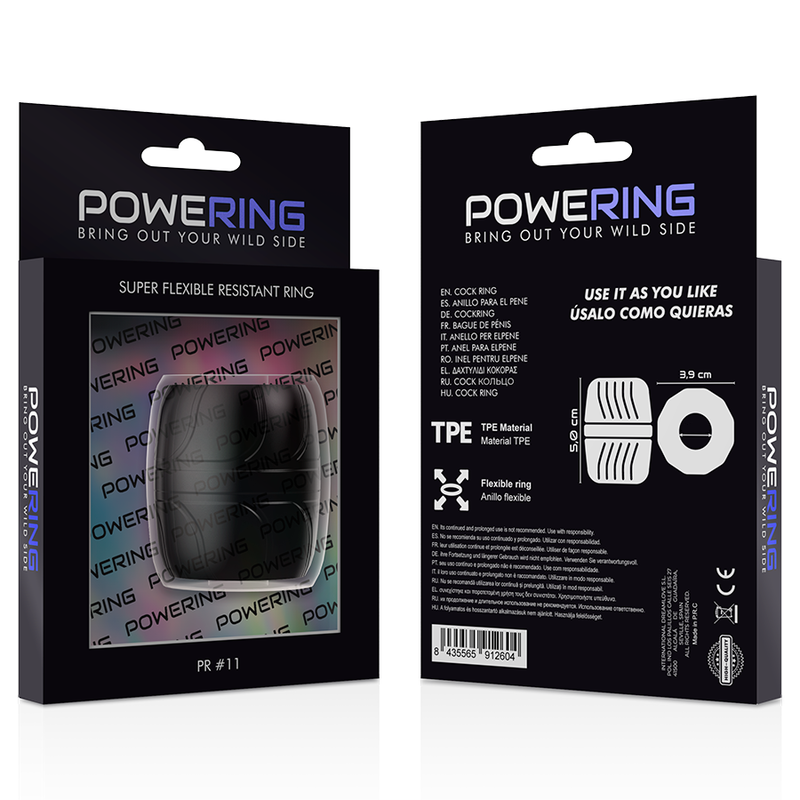 POWERING - SUPER FLEXIBLE Y RESISTENTE ANILLO PENE 5 CM PR11 NEGRO - Kanerotika SL