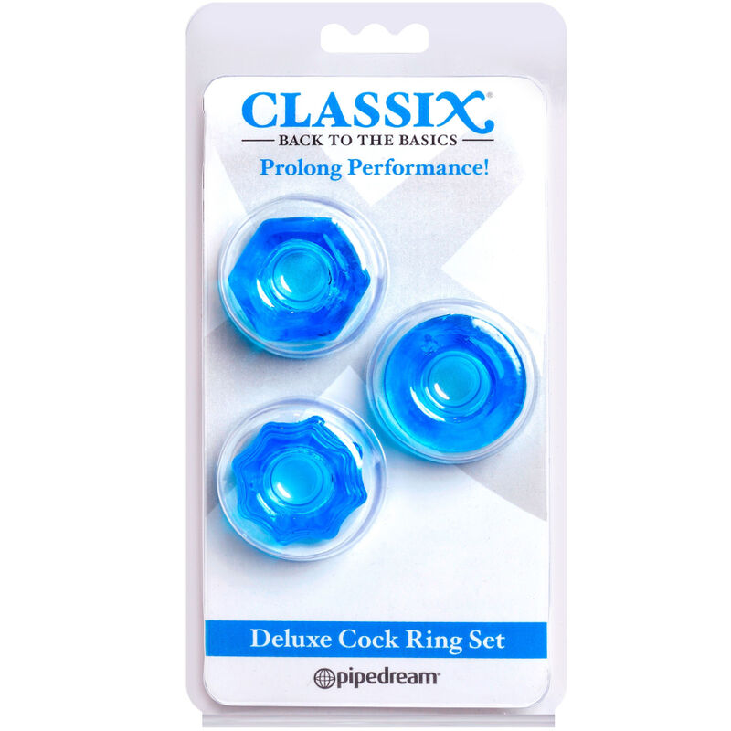 CLASSIX - SET 3 ANILLOS PENE AZUL - Kanerotika SL