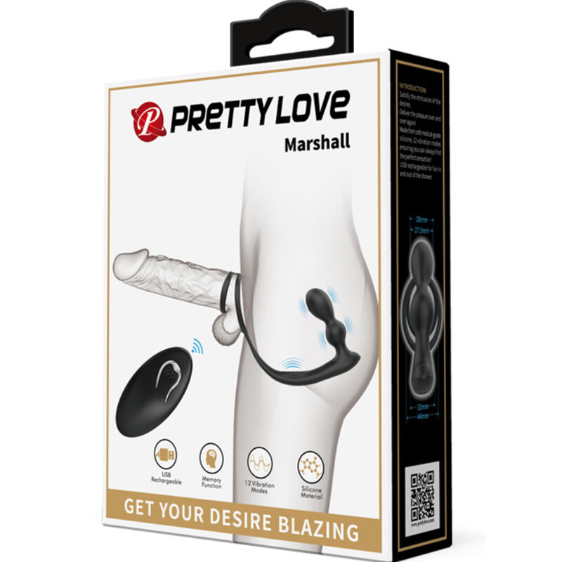 PRETTY LOVE - MARSHALL ANILLO PARA PENE + PLUG ANAL VIBRATORIO & CONTROL REMOTO - Kanerotika SL