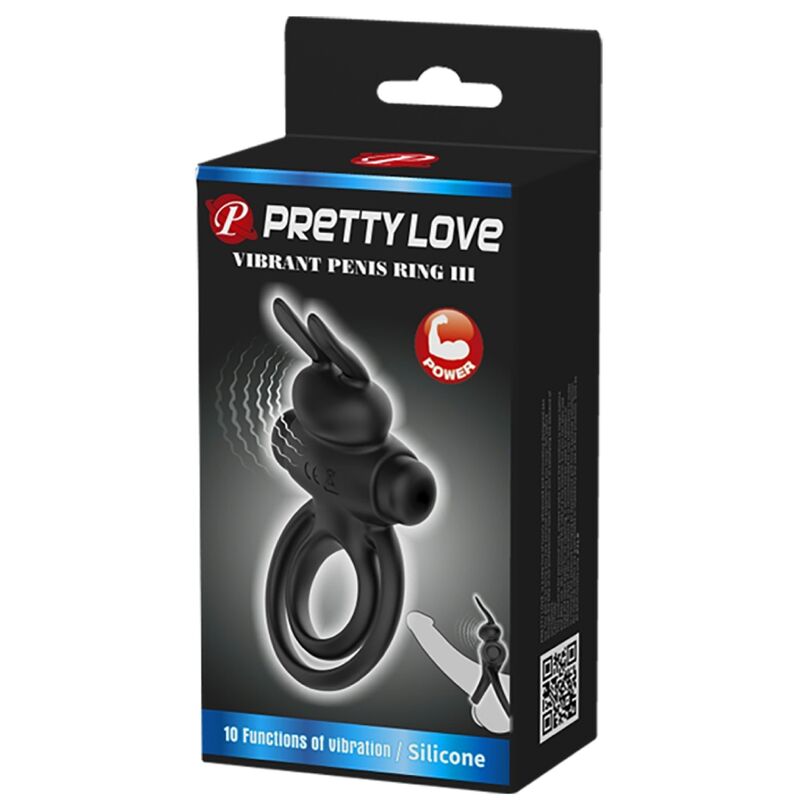 PRETTY LOVE - ANILLO VIBRADOR III CONEJO PARA PENE NEGRO - Kanerotika SL