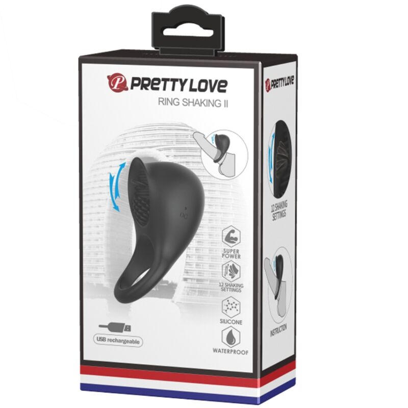 PRETTY LOVE - ANILLO VIBRADOR PARA PENE CON LENGUA NEGRO - Kanerotika SL