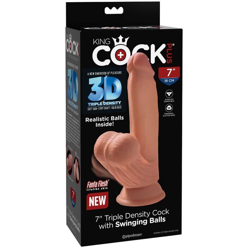 KING COCK - PLUS 3D DILDO SWINGING BALLS 15.2 CM - Kanerotika SL