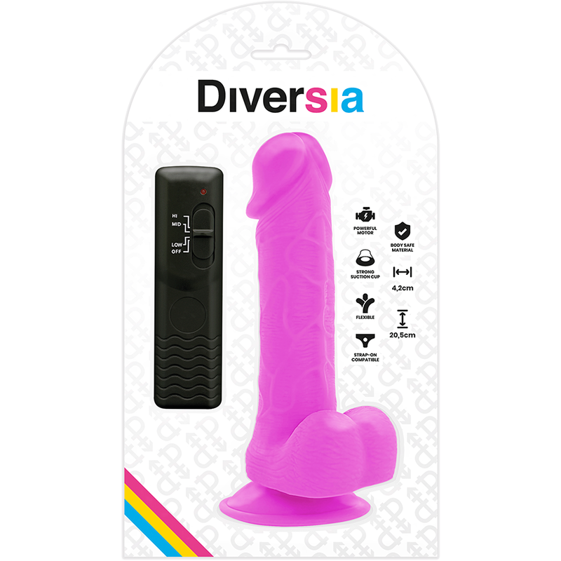 DIVERSIA - DILDO FLEXIBLE CON VIBRACION LILA 20.5 CM -O- 4.2 CM - Kanerotika SL