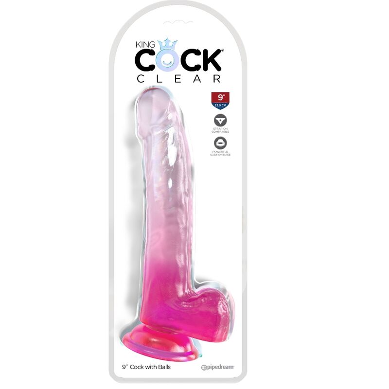 KING COCK - CLEAR DILDO CON TESTICULOS 20.3 CM ROSA - Kanerotika SL