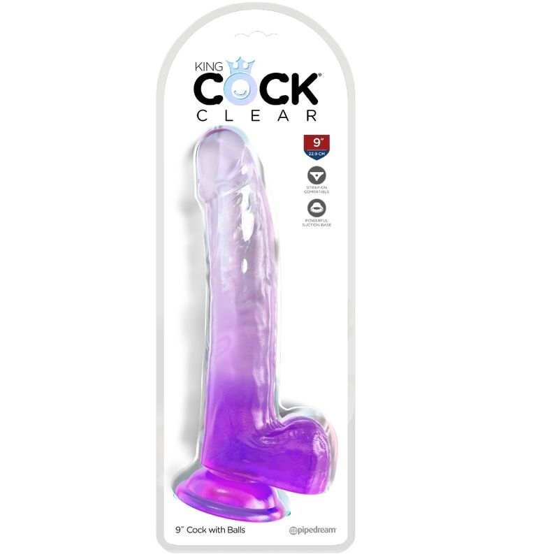 KING COCK - CLEAR DILDO CON TESTICULOS 20.3 CM MORADO - Kanerotika SL