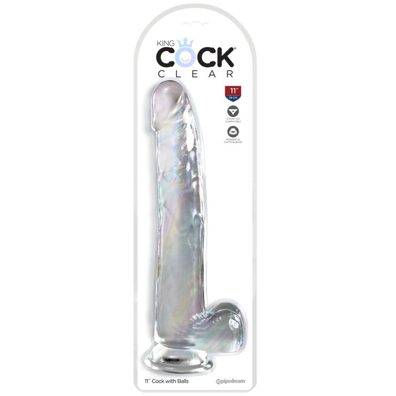 KING COCK - CLEAR DILDO CON TESTICULOS 24.8 CM TRANSPARENTE - Kanerotika SL