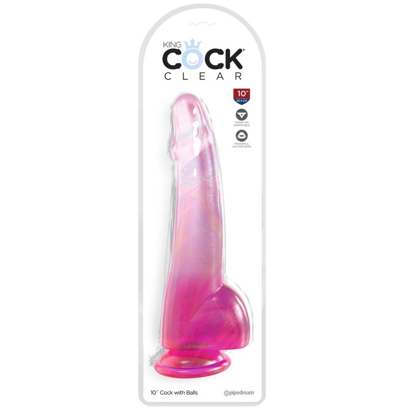 KING COCK - CLEAR DILDO CON TESTICULOS 19 CM ROSA - Kanerotika SL