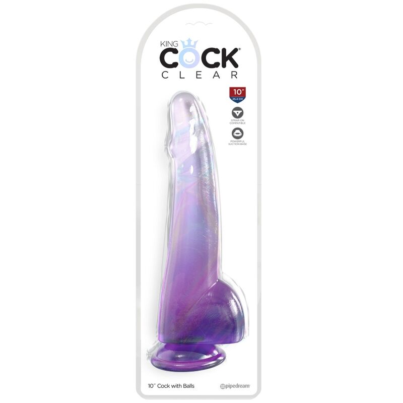 KING COCK - CLEAR DILDO CON TESTICULOS 19 CM MORADO - Kanerotika SL