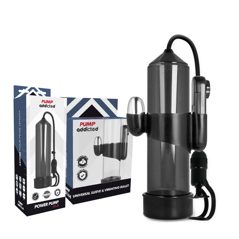 PUMP ADDICTED - BOMBA ERECCIÓN RX5 NEGRO CON VIBRADOR - Kanerotika SL