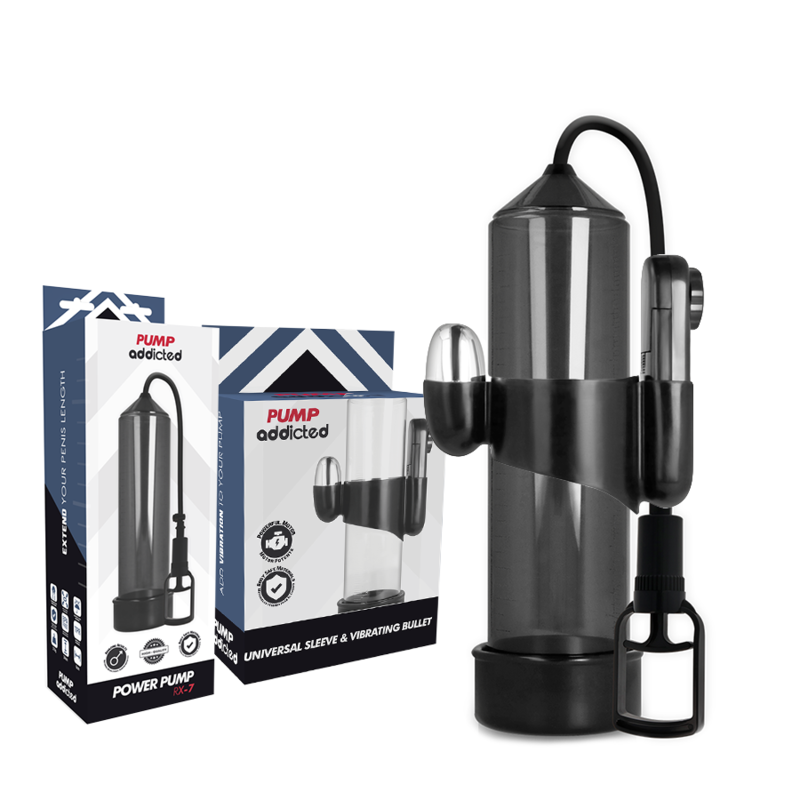 PUMP ADDICTED - BOMBA ERECCIÓN RX7 NEGRO CON VIBRADOR - Kanerotika SL