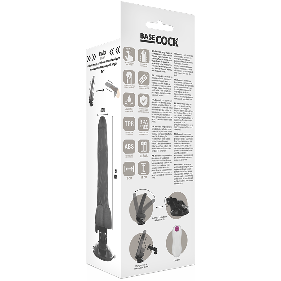 BASECOCK - VIBRADOR REALISTICO CONTROL REMOTO NEGRO 19 CM - Kanerotika SL