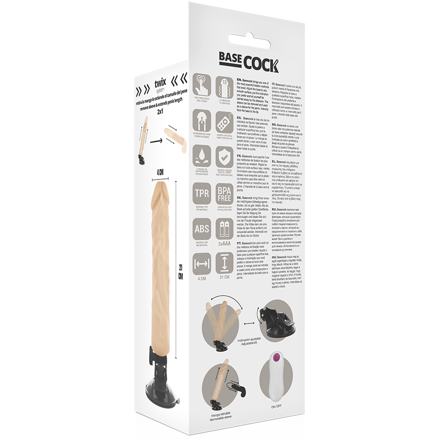 BASECOCK - VIBRADOR REALISTICO CONTROL REMOTO NATURAL 21 CM - Kanerotika SL