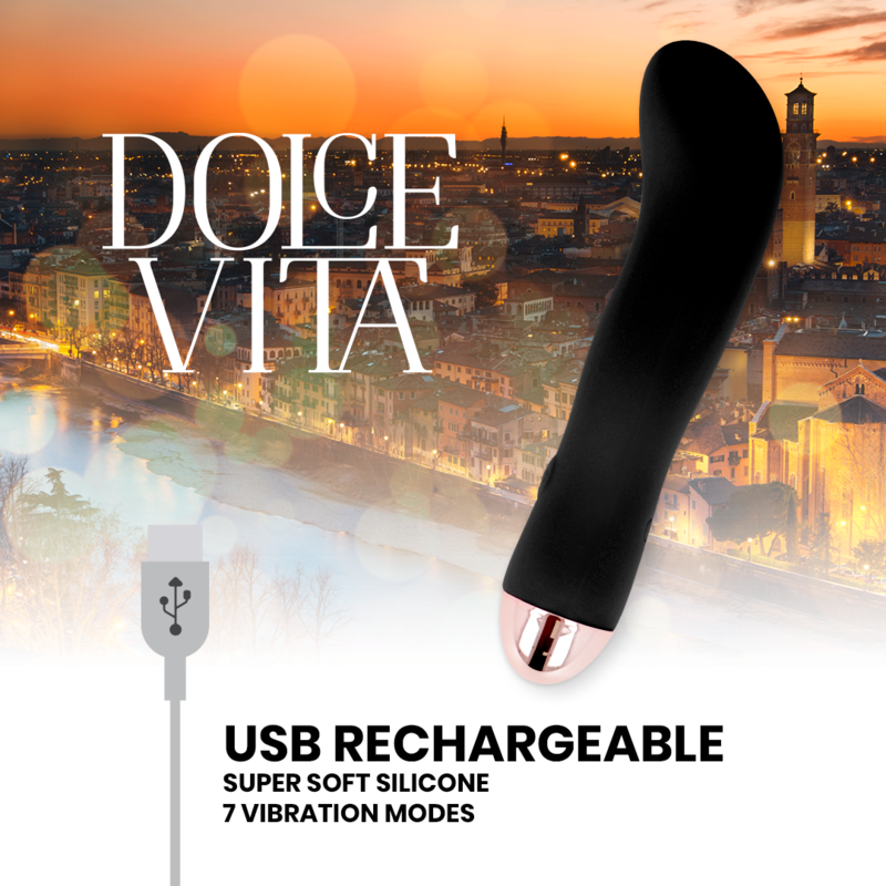 DOLCE VITA - VIBRADOR RECARGABLE TWO NEGRO 7 VELOCIDADES - Kanerotika SL