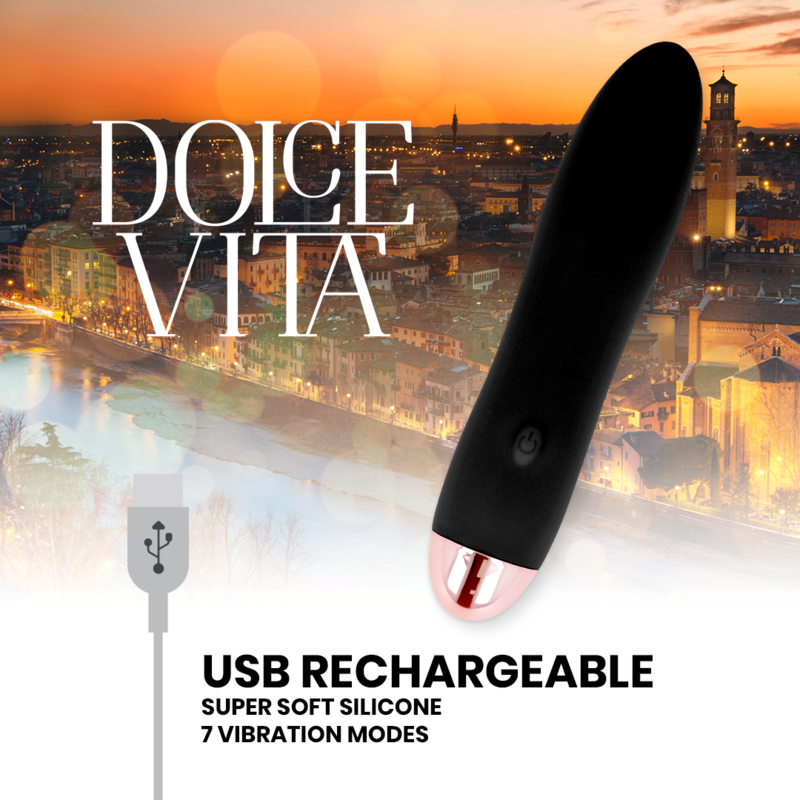 DOLCE VITA - VIBRADOR RECARGABLE FOUR NEGRO 7 VELOCIDADES - Kanerotika SL